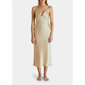 olivia von halle issa silk slip dress seashell small